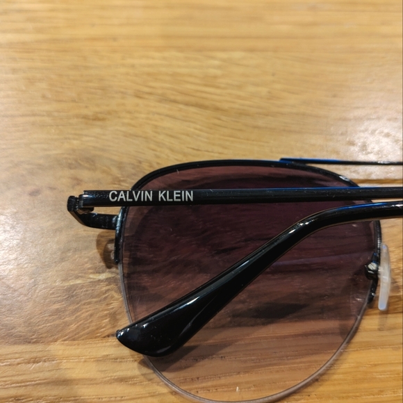 Calvin Klein Aviator Half Rim Sunglasses - Picture 3 of 8